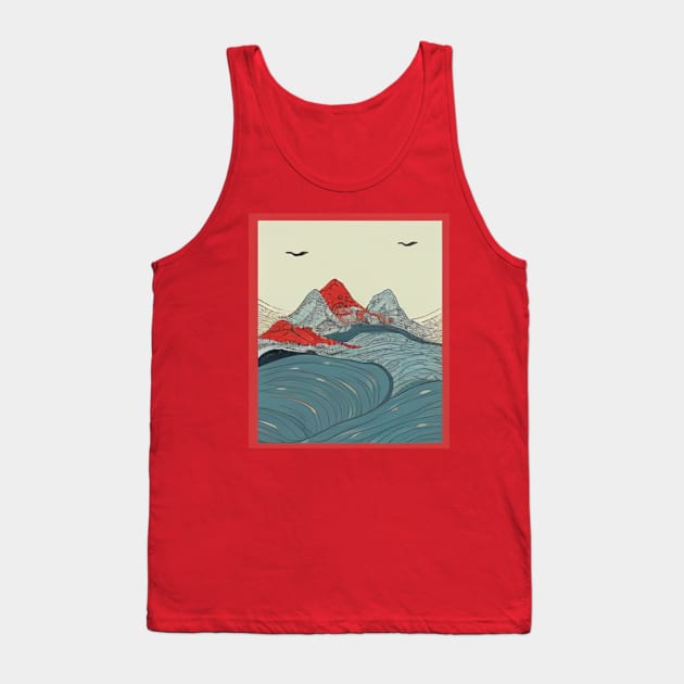 JAPANESE WOODBLOCK PRINT Tank Top by SHAKIR GAUTAMA 